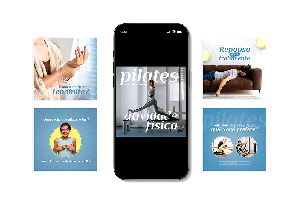 Social media designs for a pilates studio.